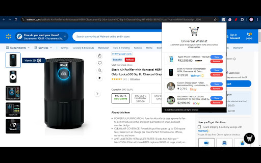 Universal Wishlist  from Chrome web store to be run with OffiDocs Chromium online