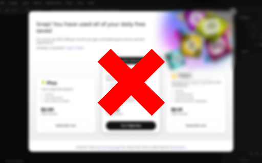 Unlimited Daily Saves for Pixlr.com  from Chrome web store to be run with OffiDocs Chromium online