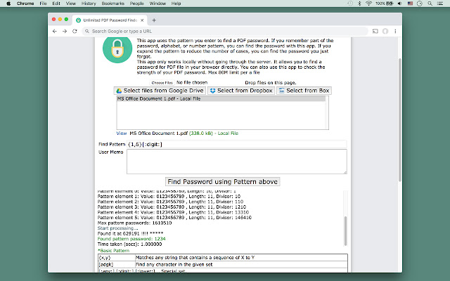 Unlimited PDF Password Finder  from Chrome web store to be run with OffiDocs Chromium online