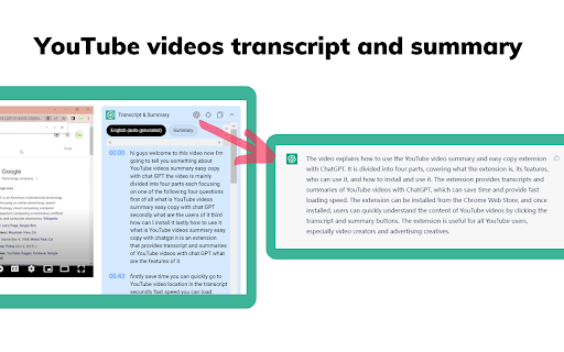 Unlimited Summary Generator for YouTube™  from Chrome web store to be run with OffiDocs Chromium online