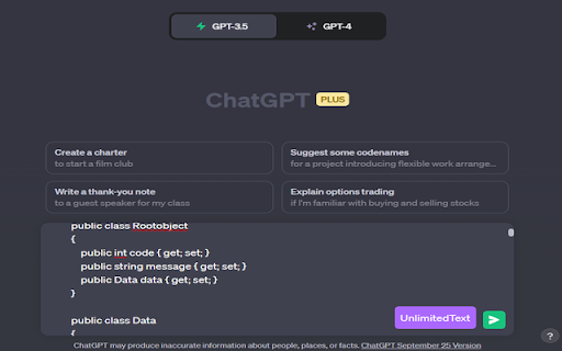 UnlimitedTextGPT  from Chrome web store to be run with OffiDocs Chromium online
