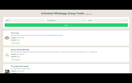 Unlimited WhatsApp Group Links  from Chrome web store to be run with OffiDocs Chromium online
