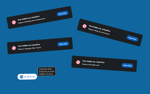 UnlinkedIn Post Filter  from Chrome web store to be run with OffiDocs Chromium online