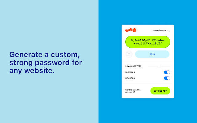 Uno Password Generator  from Chrome web store to be run with OffiDocs Chromium online