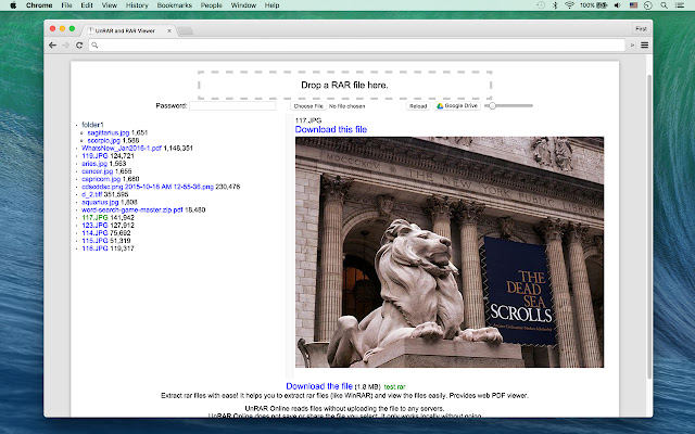 UnRAR and RAR Viewer  from Chrome web store to be run with OffiDocs Chromium online