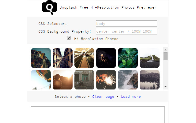 Unsplash Free Hi Resolution Photos Previewer  from Chrome web store to be run with OffiDocs Chromium online
