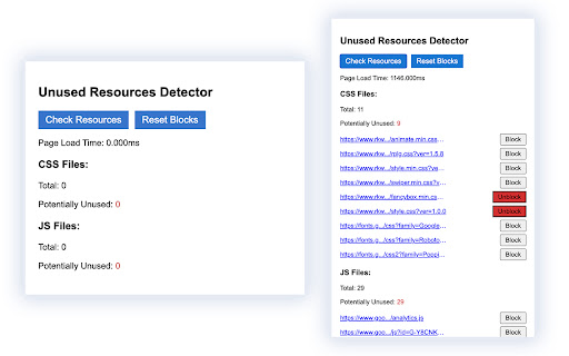 Unused CSS/JS Detector  from Chrome web store to be run with OffiDocs Chromium online