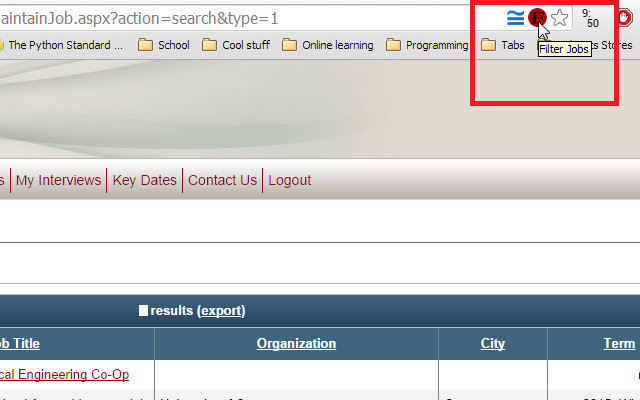 uOttawa Co op Search Filter  from Chrome web store to be run with OffiDocs Chromium online