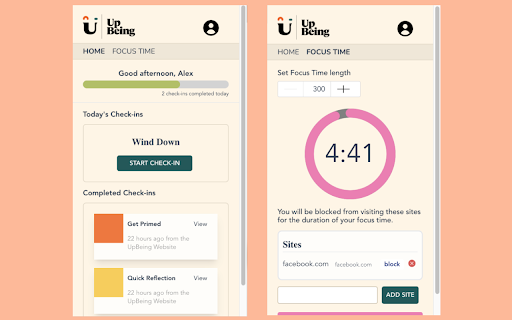 UpBeing Extension  from Chrome web store to be run with OffiDocs Chromium online