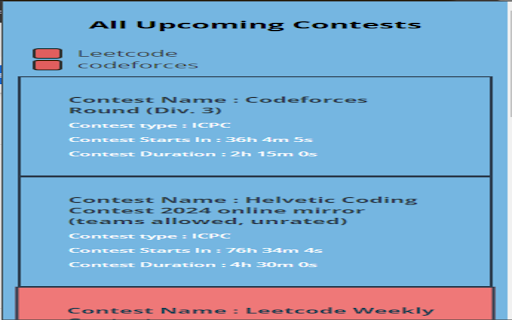 Upcoming Contests  from Chrome web store to be run with OffiDocs Chromium online