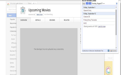 Upcoming Movies  from Chrome web store to be run with OffiDocs Chromium online