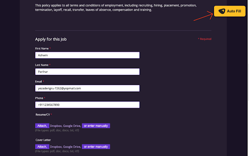 Uplers Autofill Job  from Chrome web store to be run with OffiDocs Chromium online