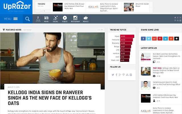 UpRazor News, Viral and Social Media!  from Chrome web store to be run with OffiDocs Chromium online