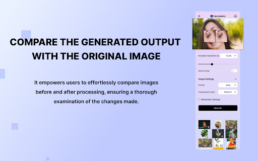 Upscalepics  from Chrome web store to be run with OffiDocs Chromium online