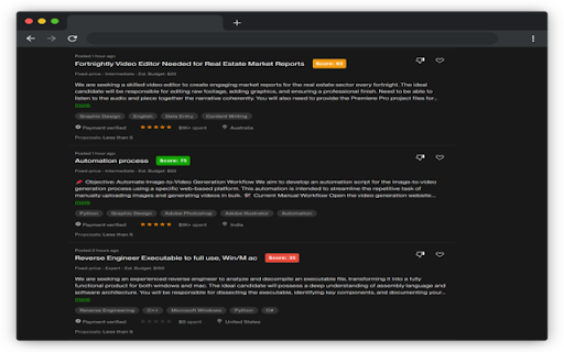 Upwork Client Scoring  from Chrome web store to be run with OffiDocs Chromium online