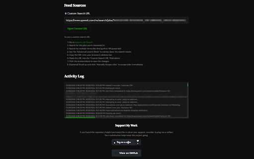 Upwork Job Scraper + Webhook  from Chrome web store to be run with OffiDocs Chromium online