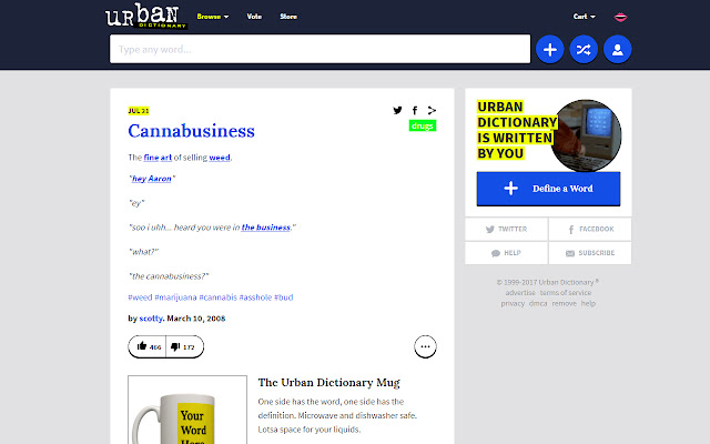 Urban Dictionary Lookup  from Chrome web store to be run with OffiDocs Chromium online
