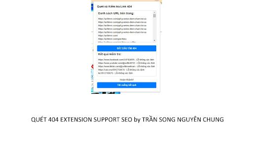 URL 404 Checker by Chungtsn SEO  from Chrome web store to be run with OffiDocs Chromium online