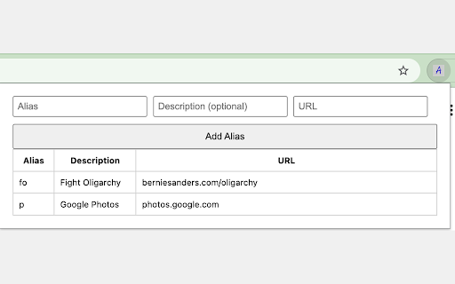 URL Aliases  from Chrome web store to be run with OffiDocs Chromium online