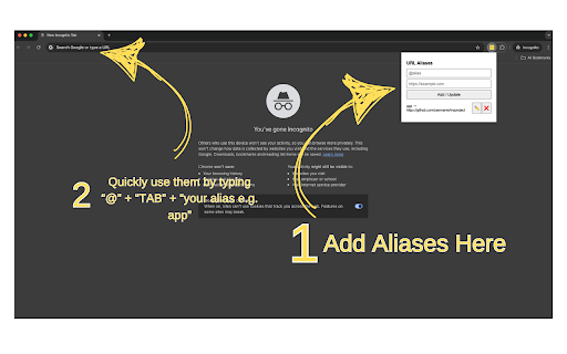 URL Alias Launcher  from Chrome web store to be run with OffiDocs Chromium online