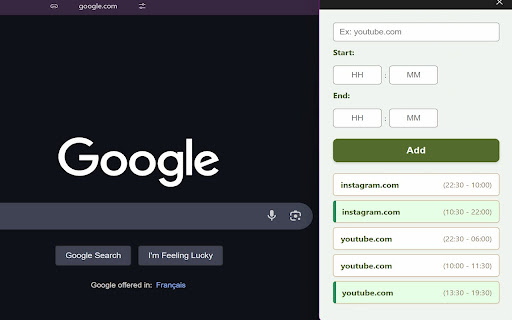 URL Blocker by Time  from Chrome web store to be run with OffiDocs Chromium online