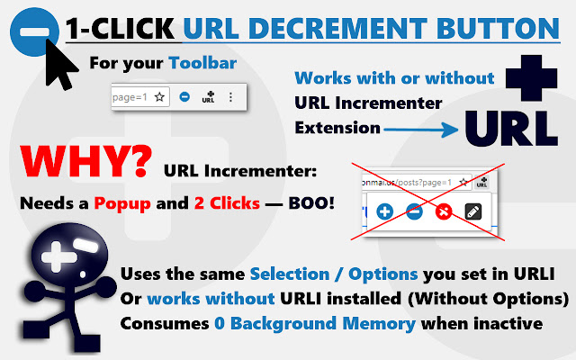 URL Decrement Button  from Chrome web store to be run with OffiDocs Chromium online