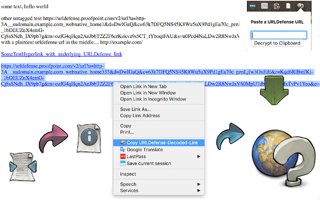 URLDefenseDecoder  from Chrome web store to be run with OffiDocs Chromium online