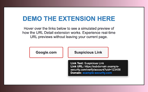 URL Detail Link Hover Info and Enhanced Browsing Tools  from Chrome web store to be run with OffiDocs Chromium online