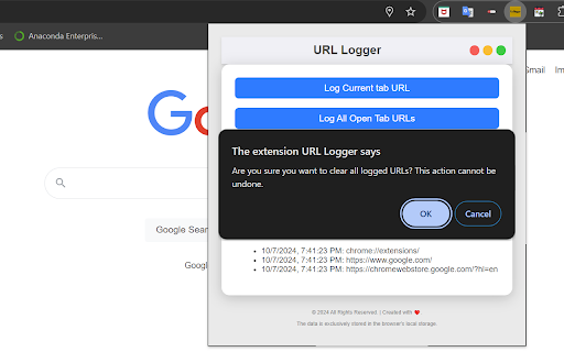 URL Logger  from Chrome web store to be run with OffiDocs Chromium online