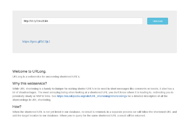 URLong  from Chrome web store to be run with OffiDocs Chromium online