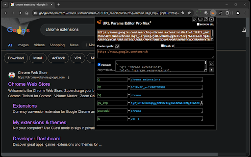 URL Params Editor Pro Max+  from Chrome web store to be run with OffiDocs Chromium online