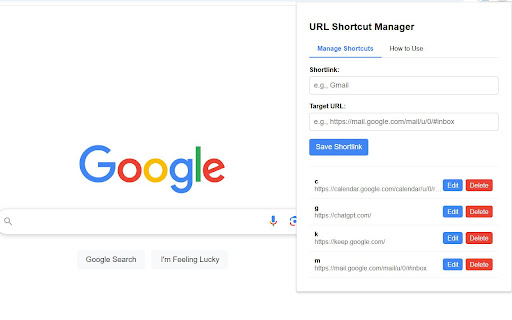 URL Shortcut Manager  from Chrome web store to be run with OffiDocs Chromium online