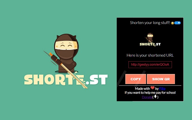 URL Shortener Shorte.st  from Chrome web store to be run with OffiDocs Chromium online