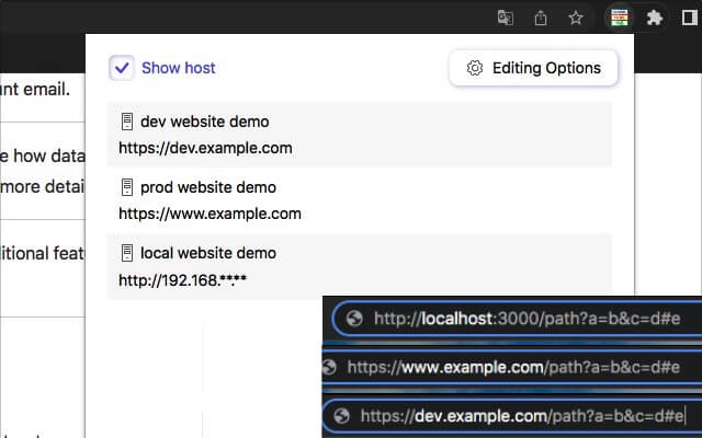 URLs Host Switcher  from Chrome web store to be run with OffiDocs Chromium online