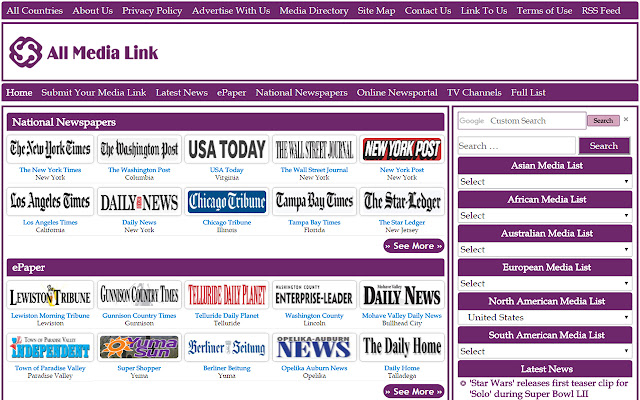 USA Newspapers, Live Radio  All Media Online  from Chrome web store to be run with OffiDocs Chromium online
