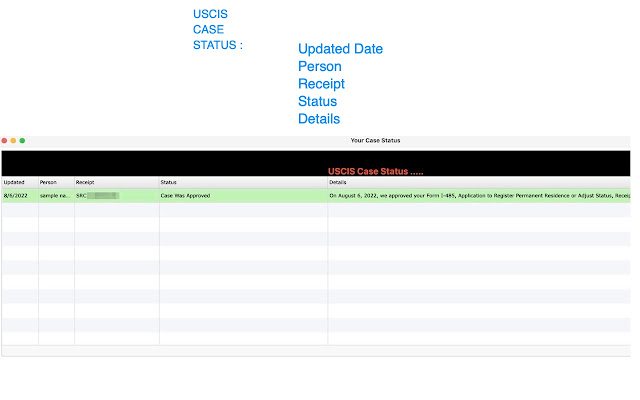 USCIS Case Status  from Chrome web store to be run with OffiDocs Chromium online