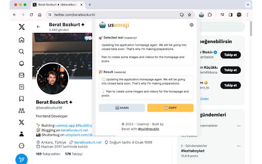usemoji.app  from Chrome web store to be run with OffiDocs Chromium online