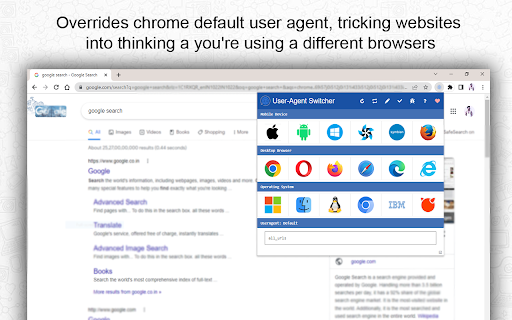 User Agent Converter  from Chrome web store to be run with OffiDocs Chromium online
