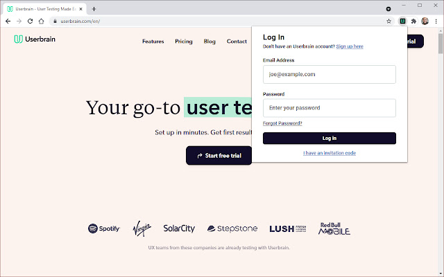 Userbrain Recorder  from Chrome web store to be run with OffiDocs Chromium online
