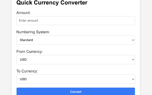 User Friendly Currency Converter Extension  from Chrome web store to be run with OffiDocs Chromium online