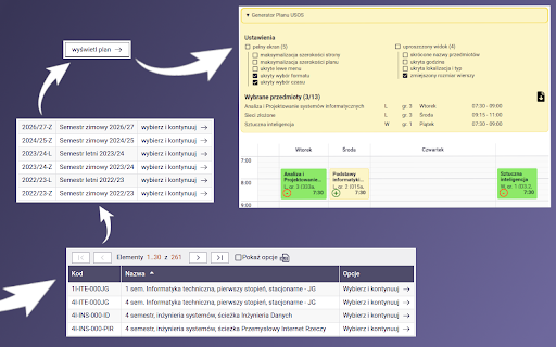 USOS Plan Generator  from Chrome web store to be run with OffiDocs Chromium online