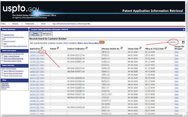 USPTO PAIR  from Chrome web store to be run with OffiDocs Chromium online