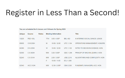 UT Course Scheduler  from Chrome web store to be run with OffiDocs Chromium online