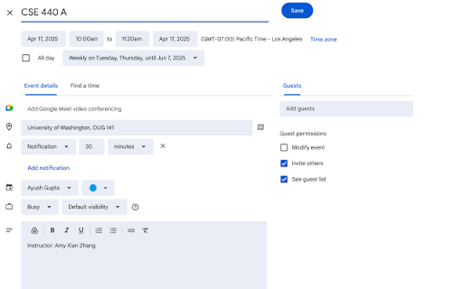UW Calendar Exporter  from Chrome web store to be run with OffiDocs Chromium online
