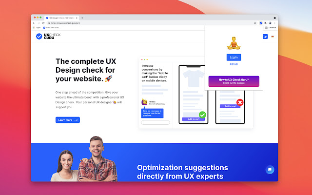 UX Check Guru Leave feeback on any website  from Chrome web store to be run with OffiDocs Chromium online