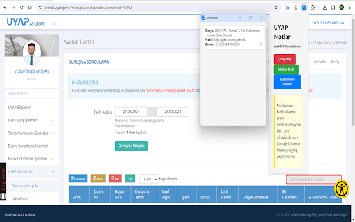 UYAP Notlar  from Chrome web store to be run with OffiDocs Chromium online