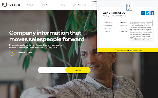 Vainu Company View for Chrome  from Chrome web store to be run with OffiDocs Chromium online