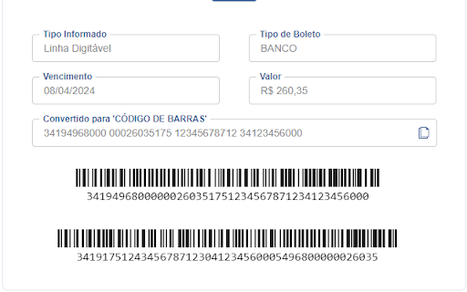 Validador Boleto e Conversor Linha Digitável  from Chrome web store to be run with OffiDocs Chromium online