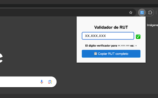 Validador de RUT Chileno  from Chrome web store to be run with OffiDocs Chromium online