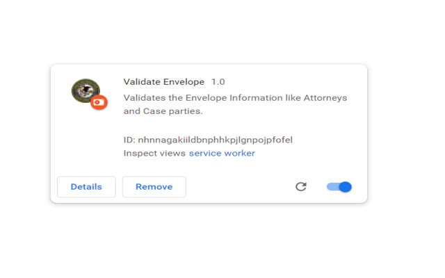 Validate Envelope  from Chrome web store to be run with OffiDocs Chromium online